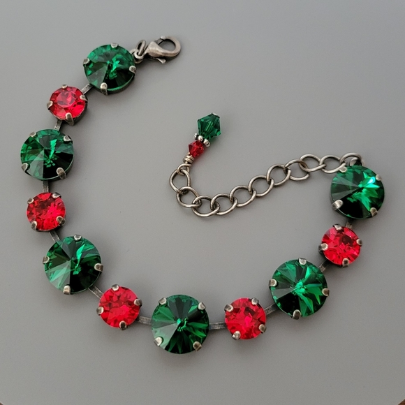 Austrian Crystal Tennis Bracelet in Antique Silver - Picture 3 of 9